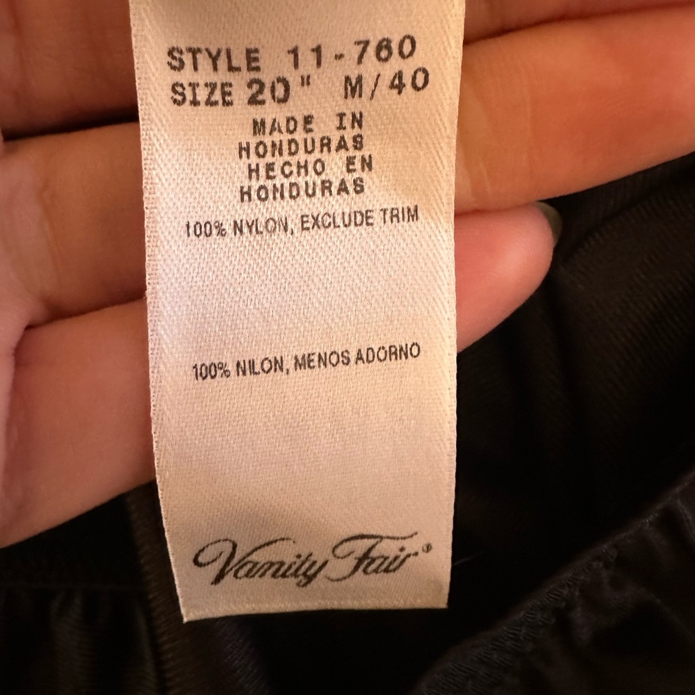 Vintage Y2K Era Vanity Fair Black Midi Slip Skirt Size Medium - Picture 2 of 6